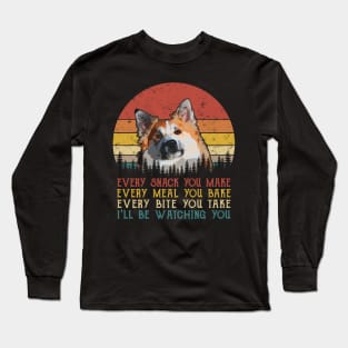 Retro Icelandic Sheepdog Every Snack You Make Every Meal You Bake Long Sleeve T-Shirt